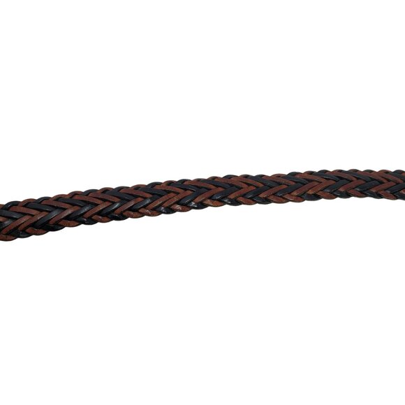 Vtg Handmade Western Braided Leather Belt Sz L Dark Brown Black 38" Turkey - Picture 10 of 14
